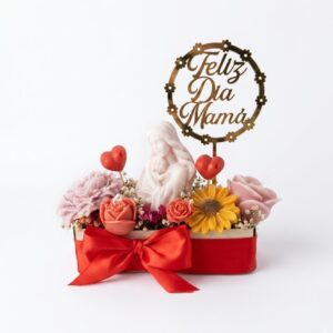 caja box virgen mará con flores artesanales